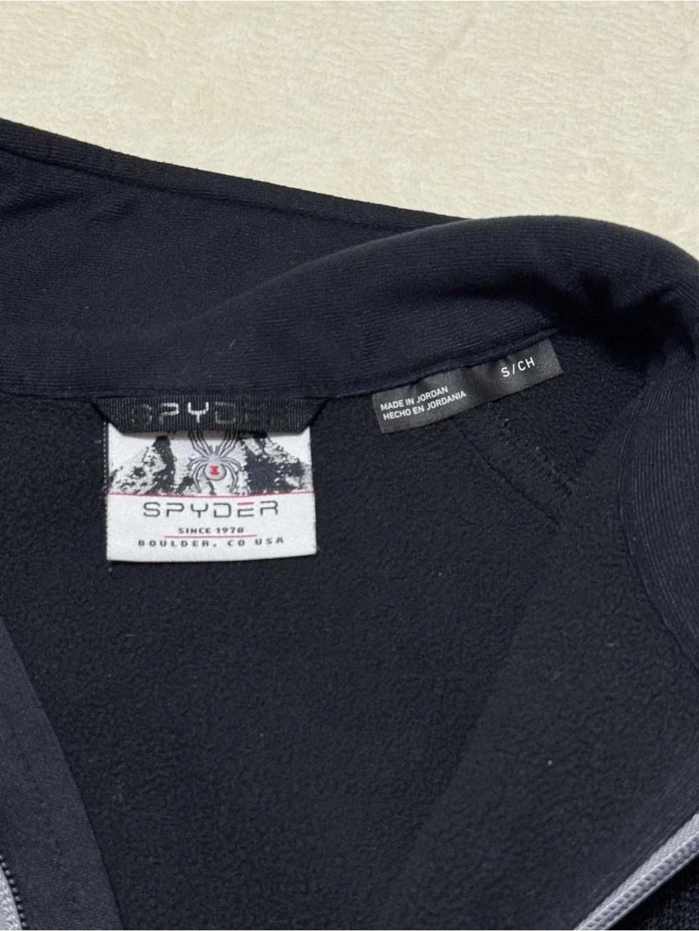 Spyder Core Sweater Men’s Black Waffle Knit Fleece Lined Sweater 1/4 Zip Small